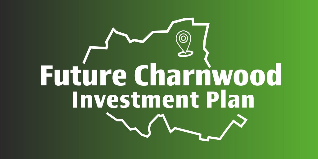 The image shows an outline of the borough and the wording Future Charnwood Investment Plan