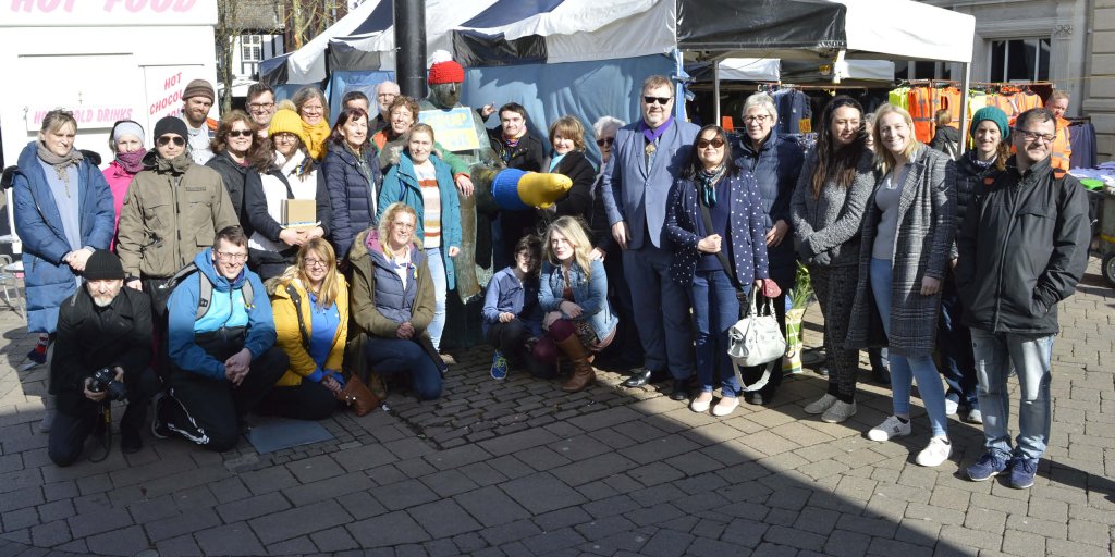 Members of the Polish community join members of the Charnwood community at the Sockman in Loughborough to show support for the people of Ukraine.