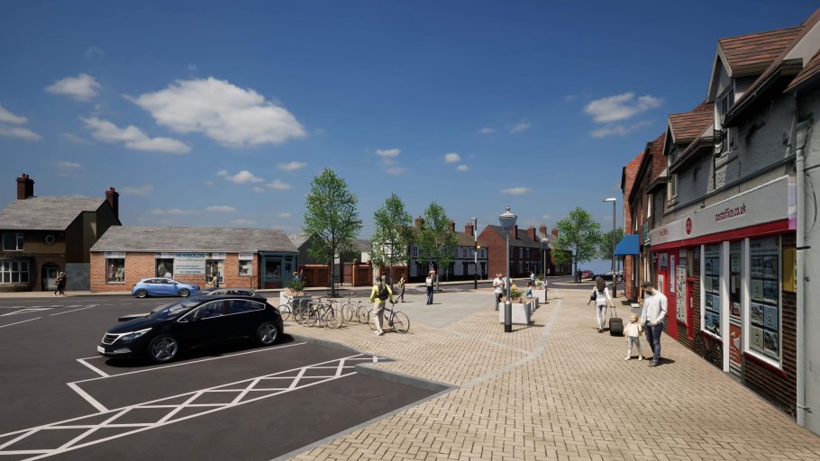 An artist's impression of how the regeneration scheme will look once completed in Market Place, Shepshed
