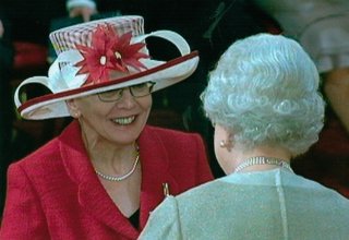 Cllr Mary Draycott being awarded an MBE by Her Majesty the Queen in 2009.