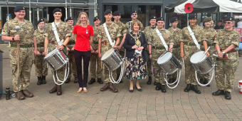 Photo shows Cllr Louise Jones, the council’s lead member for Climate Action, Net Zero, Property and Assets with responsibilities for the Armed Forces, and the Mayor of Charnwood, Cllr Margaret Smidowicz at the Armed Forces Day event in Loughborough on June 24, 2023.