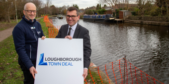 Image shows from left, Alan Leather, partnerships manager at Canal & River Trust and Cllr Jonathan Morgan, co-chair of Loughborough Town Deal