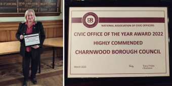 Council's civic officer, Carol Hardy with her award