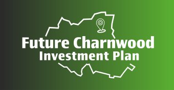 The image shows an outline of the borough and the words Future Charnwood Investment Plan