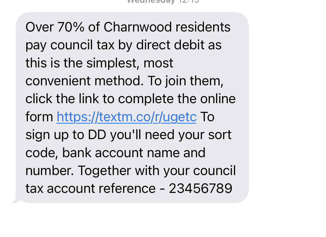Council tax text message